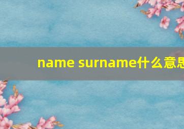 name surname什么意思